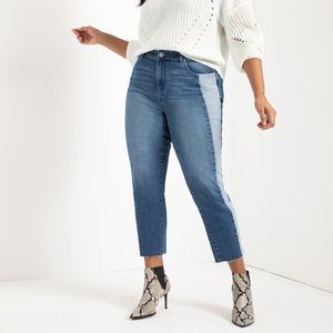 ELOQUII relaxed two-tone jeans